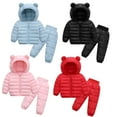 thumbnail image 1 of Godderr 9M-5Y Newborn Toddler down Snowsuit Outfits for Baby Girls Winter Warm Hooded down Jacket Coat + down Pants Set Baby Warm Puffer Set 2PCS, 1 of 5