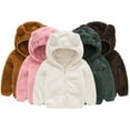 thumbnail image 1 of Godderr 9M-5Y Todder Newborn Ears Hooded Fleece Jacket Solid Color Warm Coat Boys Girls Zipper Winter Tops Outerwear, 1 of 7