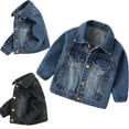 thumbnail image 1 of Godderr 9M-5Y Toddler Baby Denim Jacket Coats for Newborn Boys Girls Down Casual Overcoat Outerwear Spring Autumn Long-Sleeved V-Neck Button Jacket, 1 of 5