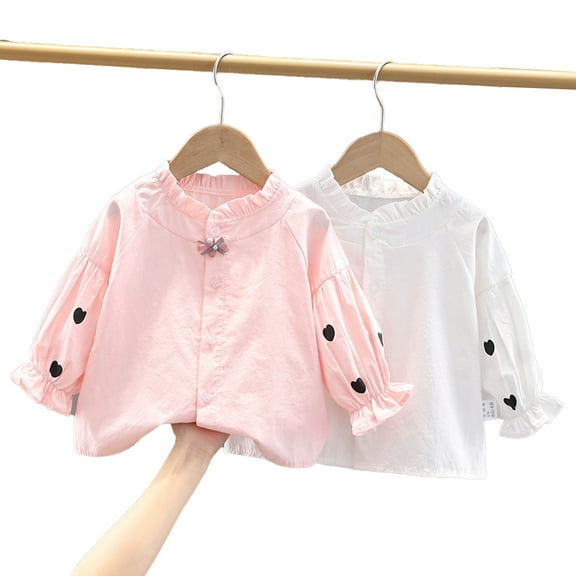 Godderr 9M-6Y Baby Girls Flower Cardigan for Kids Newborn Toddler Shirt Cardigan Button Cotton Spring Autumn Shirt Tops