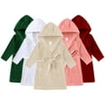 thumbnail image 1 of Godderr Kids Toddler Girls Bathrobes Dress for Newborn Hooded Long Robes Velvet Pajamas Winter Fuzzy Solid Color Bathrobe for 9M-9Y, 1 of 5
