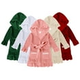 thumbnail image 1 of Godderr 9M-9Y Newborn Girls Velvet Robe for Toddler Kids Hooded Bathrobe Soft Fuzzy Bathrobe Winter Long Robe Pajamas Comfortable Warm Sleepwear, 1 of 5