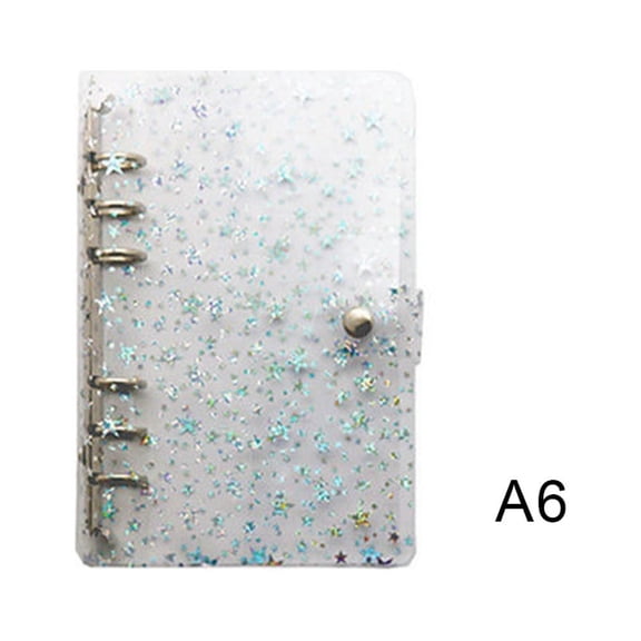 Godderr A6 Binder Reusable A6 6 Ring Binder Refillable Notebook Shell with Snap Button Soft Pvc Cover for Office Home