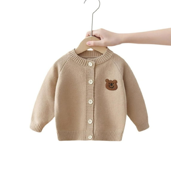 Godderr Baby Boy Girl Buttons Cardigan for Toddler Kids Knit Sweater Coats Top Cute Fall Winter Knitwear Warm Long Sleeve Jacket for 0-6T