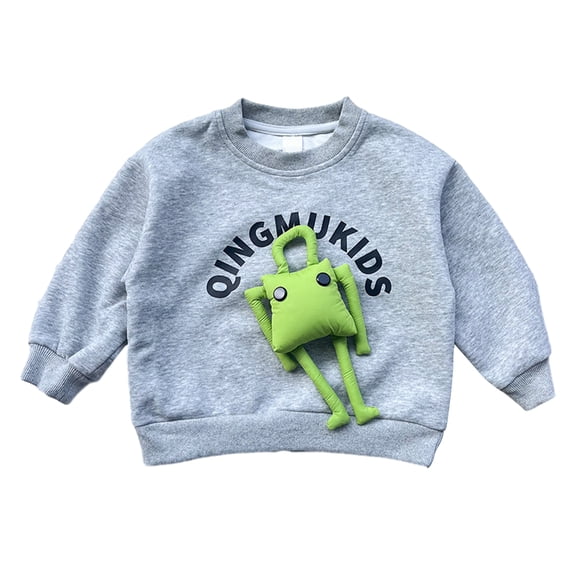 Godderr Baby Boys Cotton Sweatshirt for Toddler Newborn Boys Sweatshirt for 12M-6Y Crewneck Cartoon Long-Sleeved Autumn Spring Loose Soft Sweatshirt