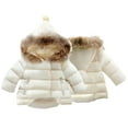 thumbnail image 1 of Godderr Baby Boys Girls Hooded Snowsuit Coat Toddler Kids Winter Warm Jacket Newborn Cotton Jacket Outerwear Fleece Thickened Long-Sleeved Top for 9M-9Y, 1 of 5