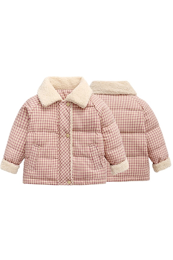 Baby Boys Girls Lapel Zipper down Jacket & Outerwear Super Warm Kids Clothes Top 2-10y Newborn Plaid down Coat Winter Outerwear Coat