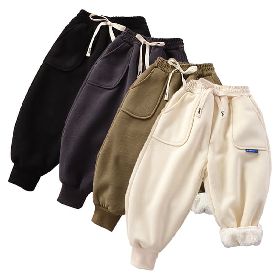 Godderr Baby Boys Girls Warm Sweatpants Jogger Pants Toddler Kids Winter Pants Comfortable Padded Long Pants for 1-12Y