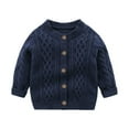 thumbnail image 1 of Godderr Baby Boys Sweater Cotton Long Sleeve Cardigan Infant Toddler Sweaters Autumn Winter Crewneck Sweater Outwear for Toddler Baby 3M-2Y, 1 of 5