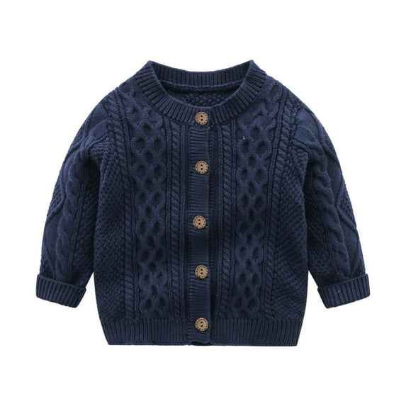Godderr Baby Boys Sweater Cotton Long Sleeve Cardigan Infant Toddler Sweaters Autumn Winter Crewneck Sweater Outwear for Toddler Baby 3M-2Y