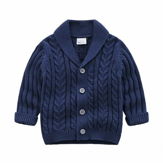 Godderr Baby Boys Sweaters Baby Sweaters 6-9months Kids Cardigan Sweaters Knitted Toddler Autumn Winter Lapel Collar Buttons, Long Sleeved Outwear for 6M-3Y