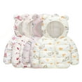 thumbnail image 1 of Godderr Baby Ears Hooded Down Cotton Jacket for Kids Boys Girls Cartoon Print Warm Cotton Coat Short Outerwear 1-7Y Winter Thickened Tops, 1 of 8