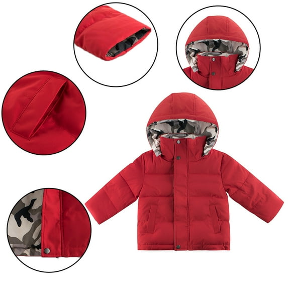Godderr Baby Girls Boys Winter Jackets for Kids Toddler Cotton Coat with Hooded Long-Sleeved Classic Warm Coat for 1-9Y
