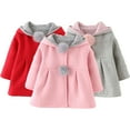 thumbnail image 1 of Godderr Baby Girls Fall Winter Cotton Coat for Newborn Rabbit Ear Hooded Jacket Baby Warm Outwear Windbreaker for 6 Months-4 Years Toddler, 1 of 7
