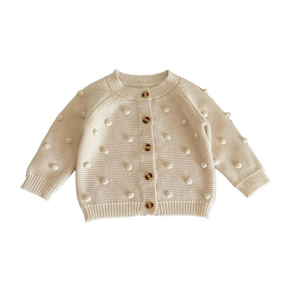 Godderr Baby Girls Knitted Cardigan Sweater Kid Button Solid Color Ball Ball Sweater Top Outwear