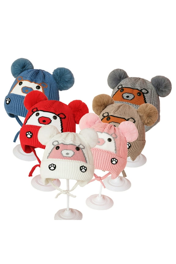 Baby Infant Winter Hats Cute Knitted Beanie Warm Earflap Winter Cap Unisex Baby Winter New Beanie for Boys Girls Baby 2-24M