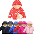 thumbnail image 1 of Godderr Baby Kids Boys Girls Hooded down Cotton Jacket for 1-7 Year with Pockets Fleece Cotton Coat Tops Solid Color Thickening Cotton Jacket, 1 of 7