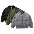 thumbnail image 1 of Godderr Toddler Kids Boys Baseball Jacket Varsity Style Coats Warm Sweatshirt Fall Winter Thickened Outerwear Button Cardigan Cotton Jacket 1-8 Years, 1 of 7
