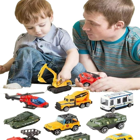 Godderr Baby Kids Car Toys Set Alloy Construction Car Toys Big Truck Toy Alloy Mini Cars Fire Truck Die-Cast Vehicle Toy Set Gifts for 3-7 Years Old Boys Girls