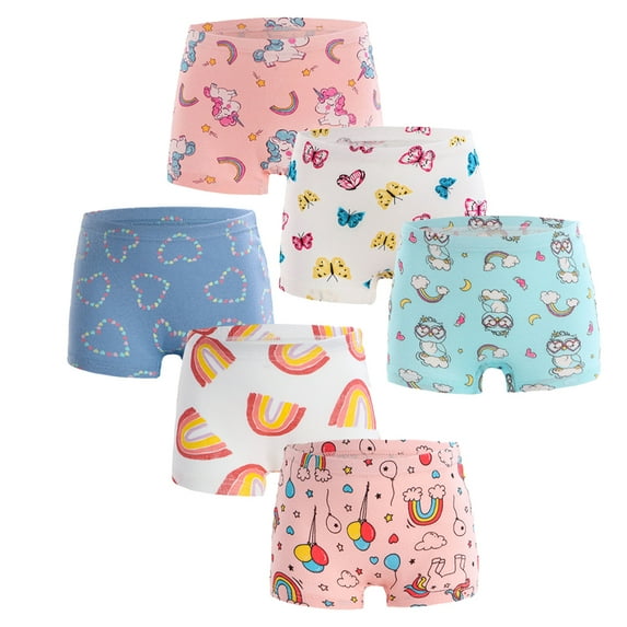 Godderr Baby Kids Cartoon Boxer Briefs Underwear for Baby Girls,Skin-Friendly Soft Shorts Toddler Panties 3 Pack Briefs Four Corners Shorts for 2-12Y