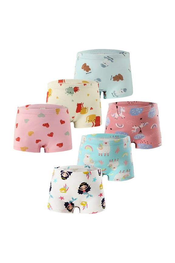 Baby Kids Cartoon Boxer Briefs Underwear for Baby Girls,Skin-Friendly Soft Shorts Toddler Panties 3 Pack Briefs Four Corners Shorts for 2-12Y