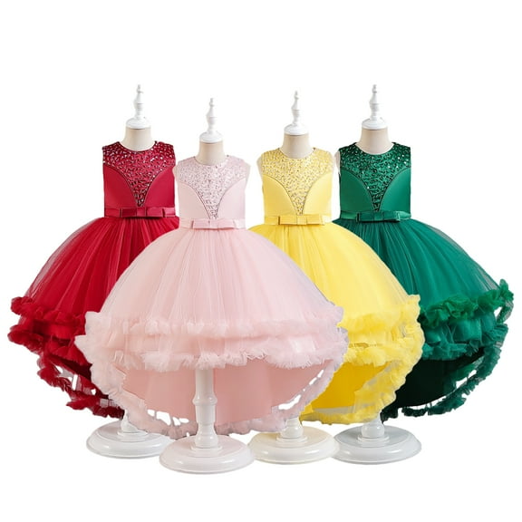 Godderr Baby Kids Flower Girl Princess Dress 4-12 Years Old Hosting Evening Pageant Dress Toddler Photography Prop Performance Gown