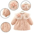 thumbnail image 1 of Godderr Baby Kids Girls Fleece down Jacket Baby Autumn Winter Button Lapel Long Sleeve Thick Warm Cotton Outerwear Top for 1-7Y, 1 of 7