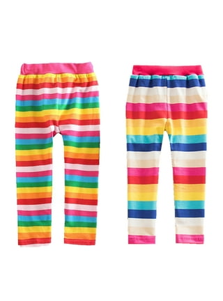 Buy HDE Girl's Leggings Holiday Stretchy Full Ankle Length Stripe and Black  Tights Rainbow Stripes, Candy Stripes, 6 at