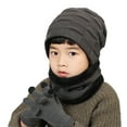 Godderr Baby Kids Padded Warm Hats 3PCS Winter Hat and Neck Scarf Set