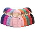 thumbnail image 1 of Godderr Baby Kids Winter Cotton Coats for Boys Girls Solid Color Hooded Puffer Down Cotton Jacket Fleece Windproof Outerwear Zipper Warm Tops 1-7Y, 1 of 7
