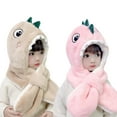 thumbnail image 1 of Godderr Baby Kids Winter Hats for Boys Girls Warm Polar Fleece Hat Scarf,Toddler Cute Cartoon Windproof Hooded Scarf Thick Fleece Cap for 2-8Y, 1 of 7