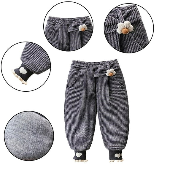 Godderr Baby Newborn Girls Winter Pants Toddler Warm Pants Flower Corduroy Pants Trousers for 0M-6Y