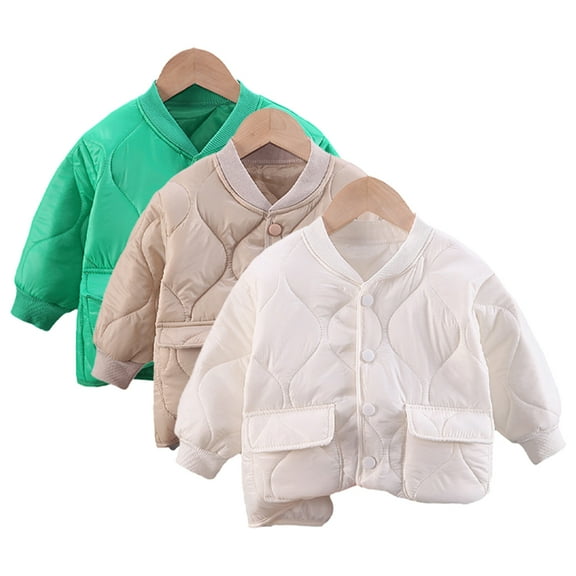 Godderr Baby Newborn Winter Light Puffer Jacket Coat for Girls Boys Thin Fleece Cotton Outwear with Stand Collar Solid Warm Cotton Jacket