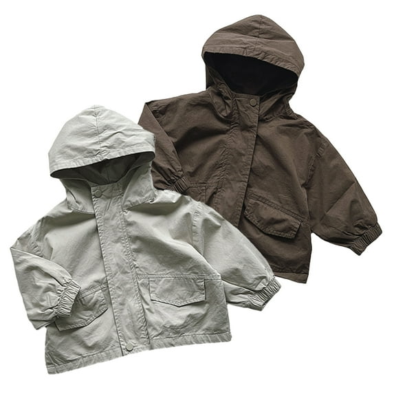 Godderr Baby Toddler Autumn Hooded Outerwear Jacket for Girls Boys Casual Windbreaker Trench Lightweight Coats 1-6 Years Old