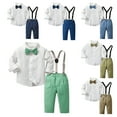 thumbnail image 1 of Godderr Baby Toddler Boy Formal Gentleman Suits Dress Shirt with Bowtie + Suspender Pants,6 Months - 12 Years, 1 of 7