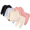 thumbnail image 1 of Godderr Baby Toddler Boy Girl Winter Sweatsuit Outfits Set 2PCS Winter Pullover Sweatsuit Outfits Solid Casual Fleece Workout Clothes, 1 of 8