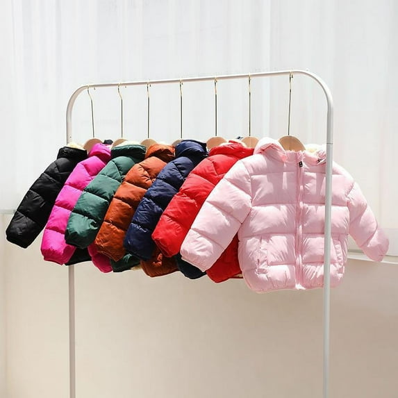 Godderr Baby Toddler Cotton Jackets for Girls Boys 1-5Y Winter Hooded Outerwears Fleece Coats Warm Padded Jackets with Zipper