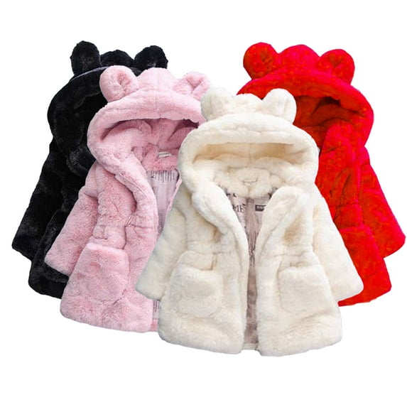 Godderr Baby Toddler Girls Ears Hoodie Jacket,Kids Girls Fall Winter Cotton Cardigan Jacket,Long Sleeve Zipper Coats with Hooded for 9M-8Y
