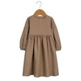 thumbnail image 1 of Godderr Baby Toddler Girls Princess Dress Cotton Hemp Spring Autumn Casual Dress Solid Color Loose Fitting Kids Dress for 1-6Y, 1 of 6