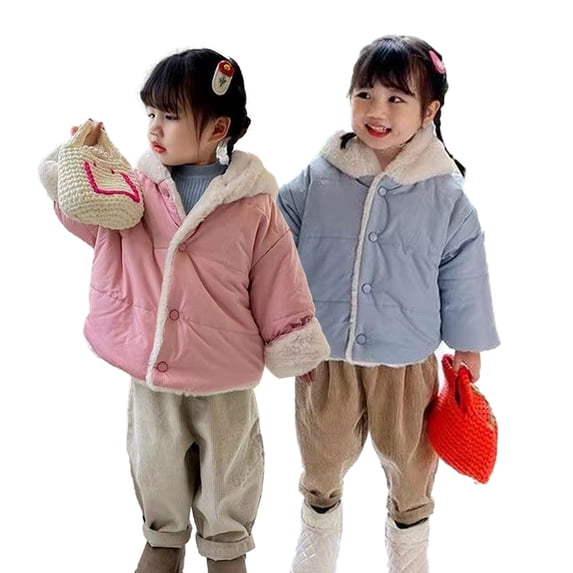 Godderr Baby Toddler Kids Hooded Cotton Coats Outwears 1-7Y Thicked Fleece Jackets Winter Fall Soft Coats with Bear Ears for Girls Boys