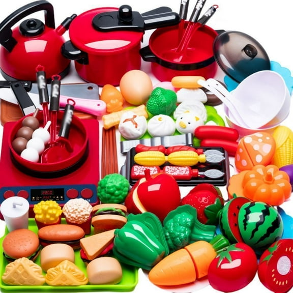 Godderr Baby Toddler Kitchen Toys Kids Toys Kitchen Set Pretend Play Set Accessories for 3-6T Pretend Toys Gift Cutting Fruit Cooking Set Toys