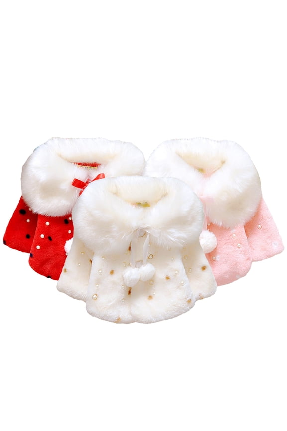 Baby Toddler Poncho Cape Cloak Jacket for Girls,Winter Plush Outfit with Pom-Pom Fleece Poncho Capes