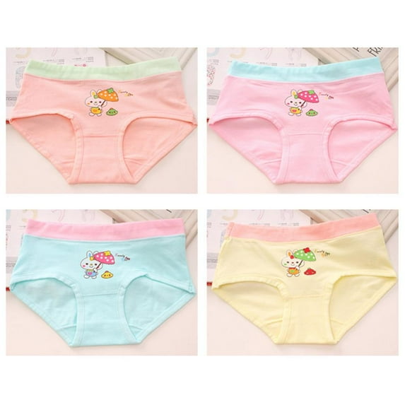 Godderr Baby Toddler Underwear for Girls,4Pcs Soft Cotton Bikini Panties Little Big Girls Undies Briefs for 2-9 Years