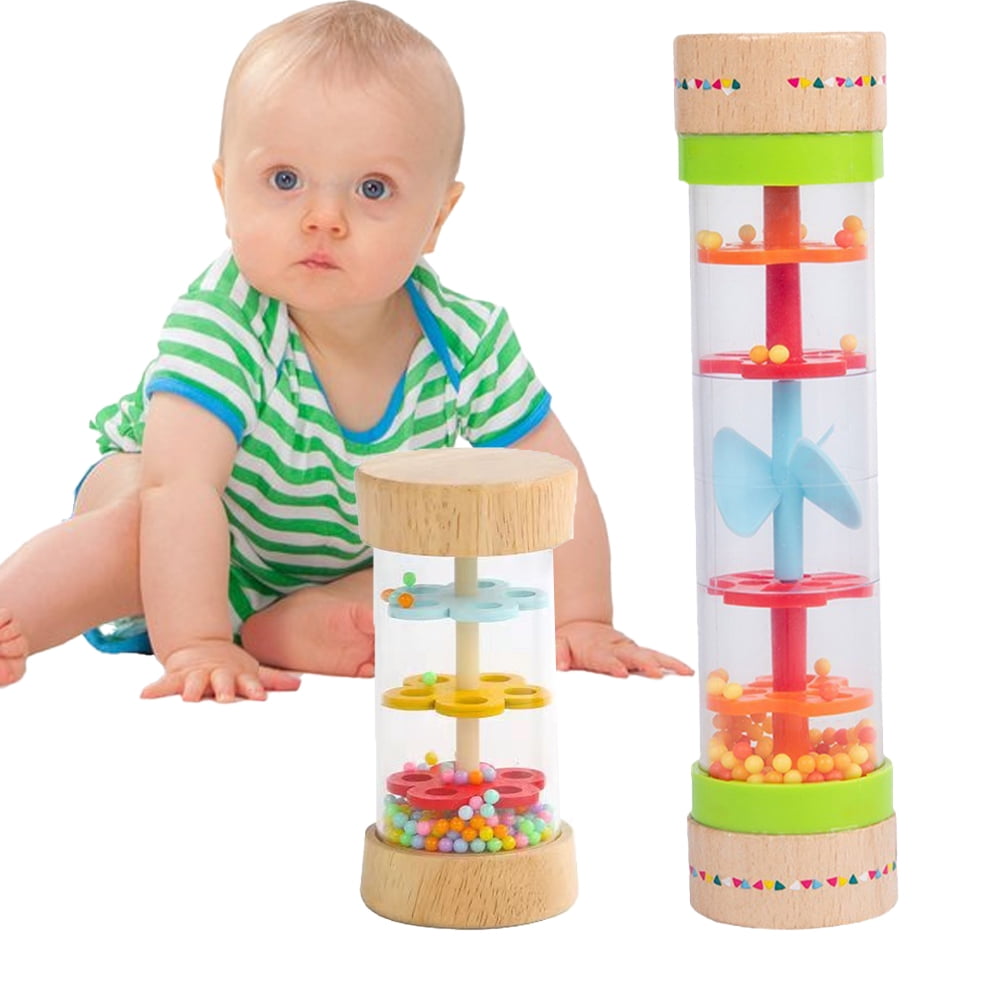 Godderr Baby Toys Kids 8 Inch Mini Rainstick Toys Wooden Rattle Tube Rain Stick Shaker Classic