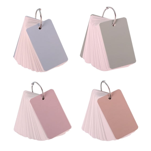 Godderr Blank Flash Cards Ring Buckle Design Carry-Along Notepad 4PCS 3.5x2inch