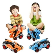 Godderr Boys Deformation Cars Toys for Toddler Kids,Impact Automatic Deformation Rotate Dinosaur Car Toys Baby Nertia Powered Dinosaur Cars Deformation Toys