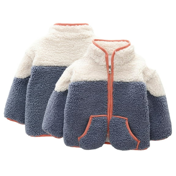 Godderr Boys Girls Fall Winter Coat Fleece Sweatsuit for Kids Baby 1-5Y Full Zipper Thick Warm Fleece Outerwear Neutral Toddlers Warm Clothes Top