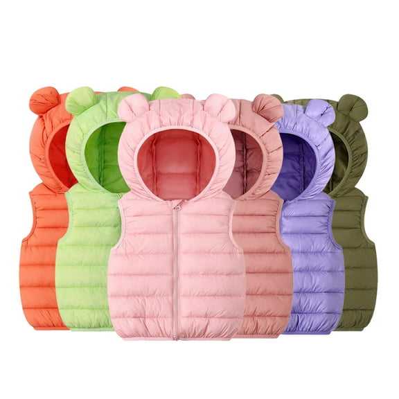 Godderr Boys Girls Hooded Jacket for Toddler Baby Hooded Puffer Vest for 1-5Y Autumn Winter Bear Ears Hooded down Jacket Warm Vest Coat