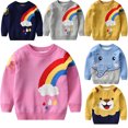 thumbnail image 1 of Godderr Kids Toddler Boys Girls Knit Sweater Knit Crewneck Long Sleeve Pullover Sweater Sweatshirts Baby Autumn Winter cartoon Sweat for 2-8Y, 1 of 6