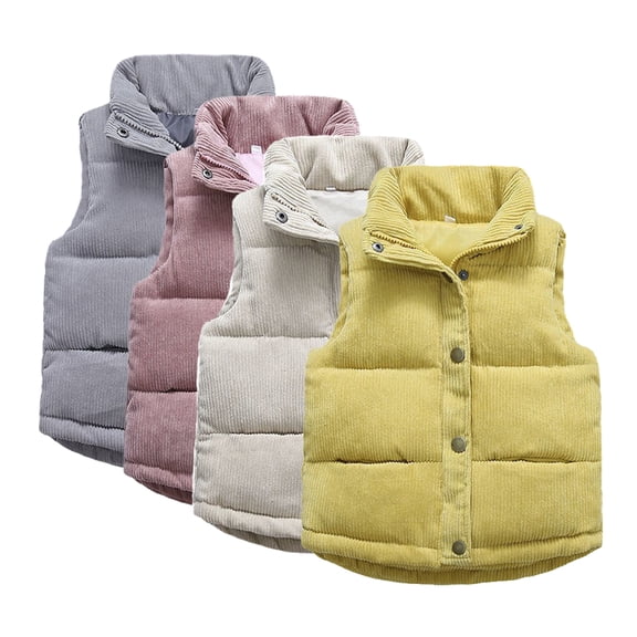 Godderr Boys Girls Thickened Waistcoat Coats for 2-10Y Baby Kids Warm Autumn Winter Vest Jacket Corduroy Outerwear Tops Winter Cotton Vest Coat